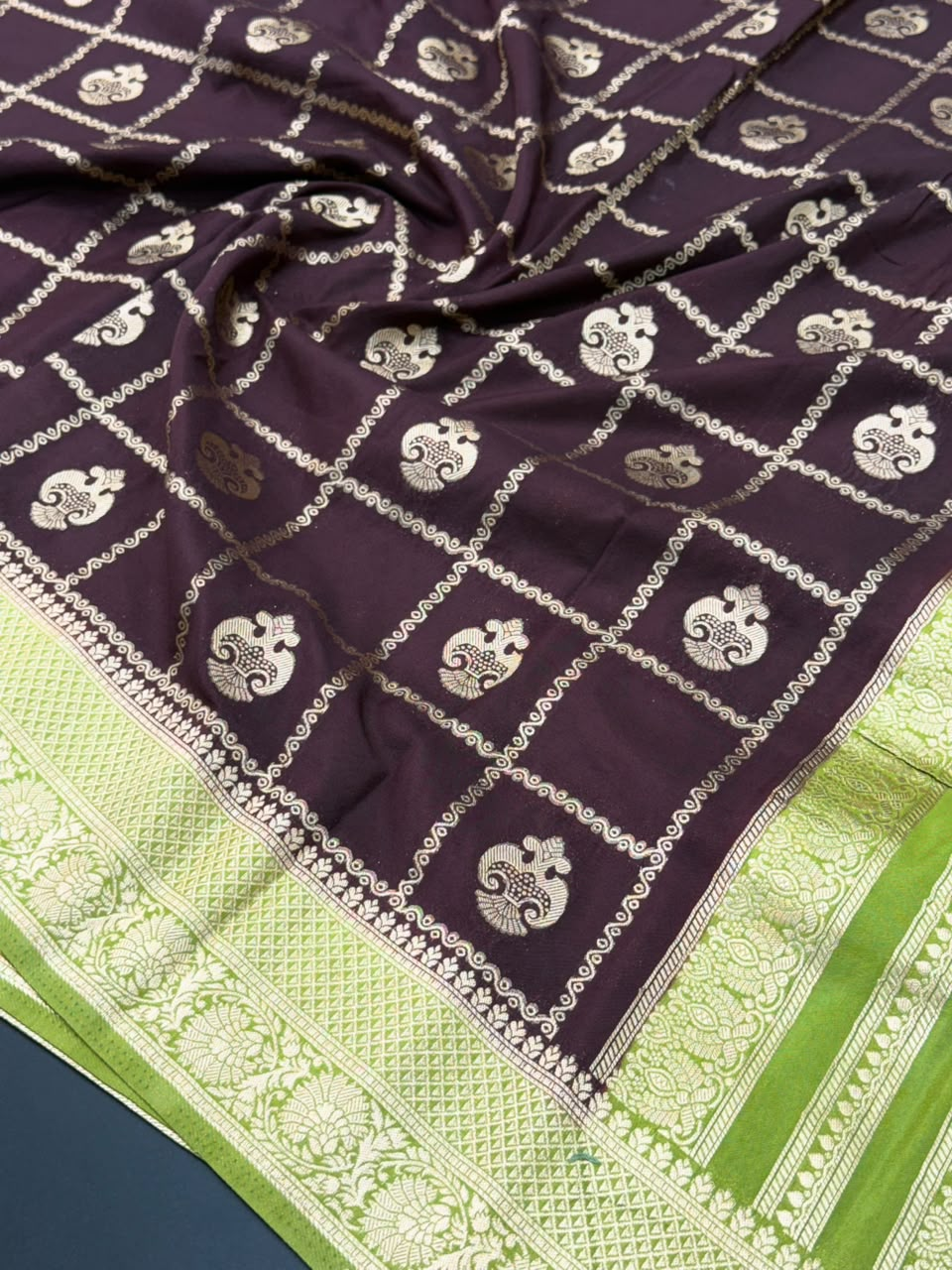 Semi Banarasi Khaddi Georgette Chex Buta Saree