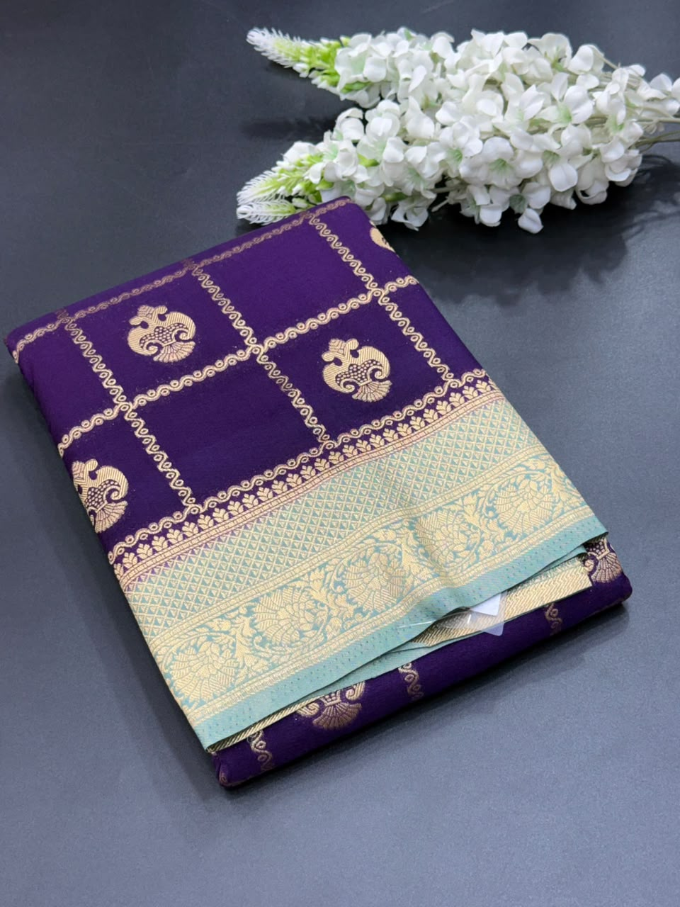 Semi Banarasi Khaddi Georgette Chex Buta Saree