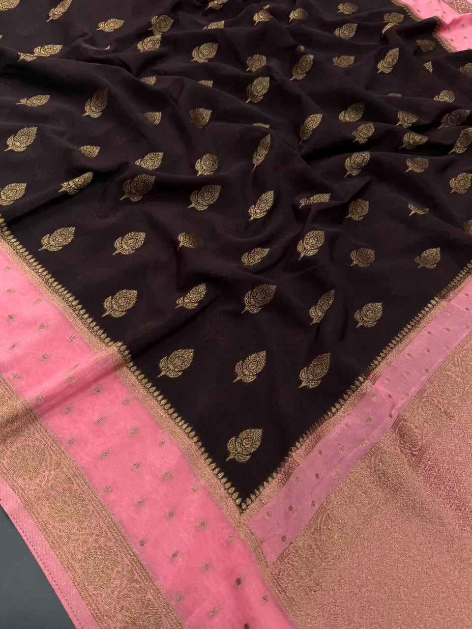 Semi Chiffon Silk Saree with Zari Border