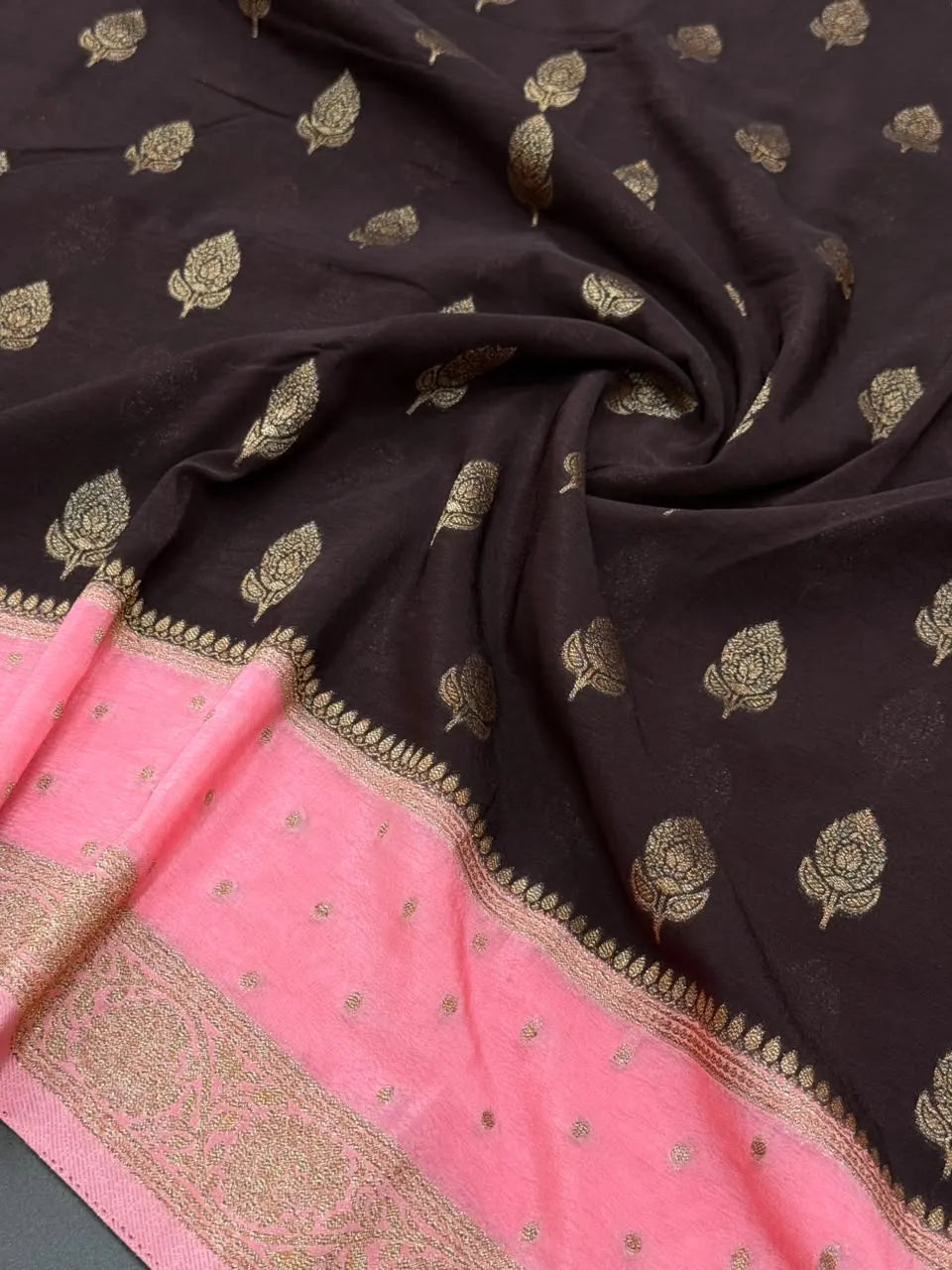 Semi Chiffon Silk Saree with Zari Border