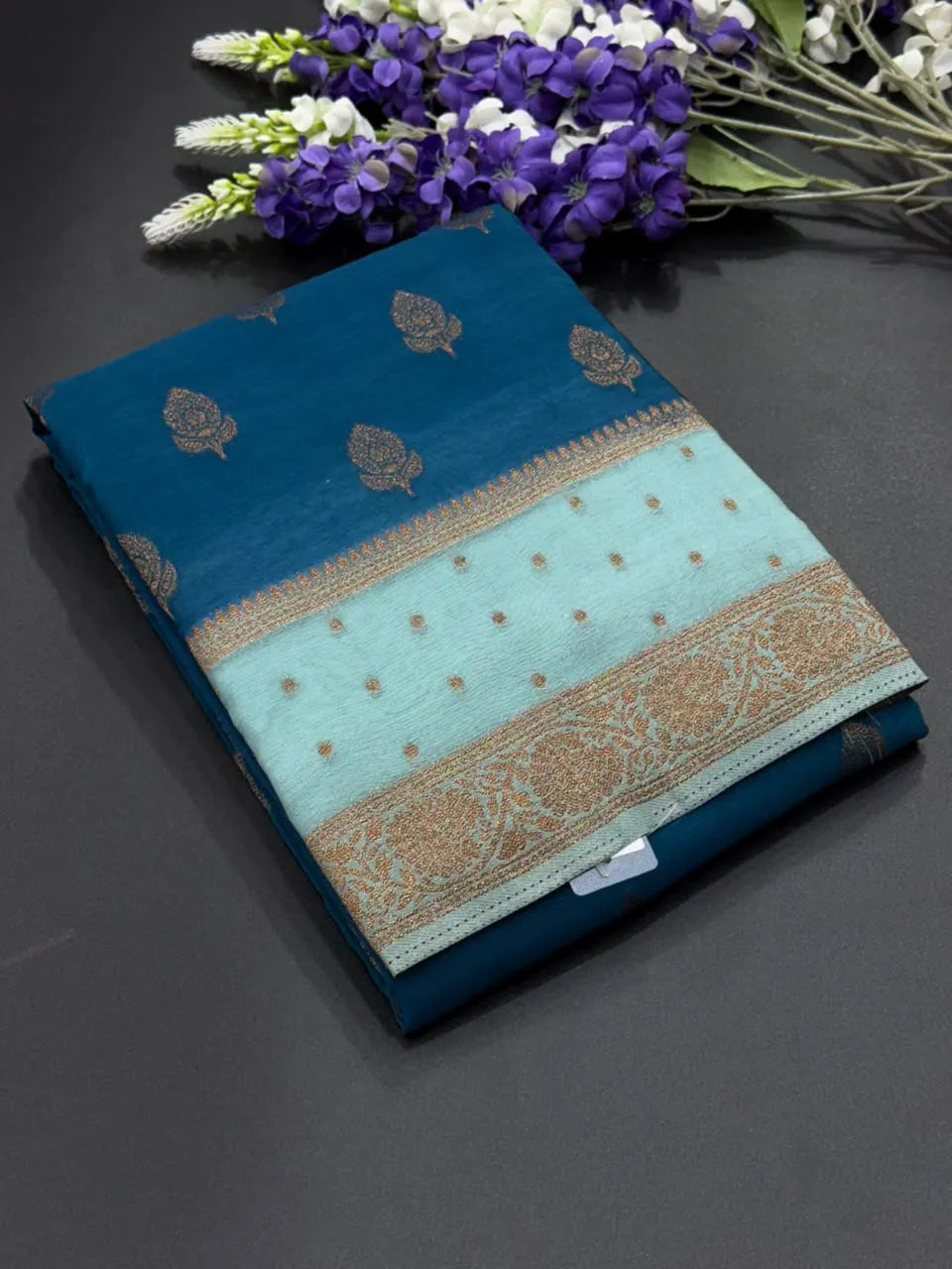 Semi Chiffon Silk Saree with Zari Border