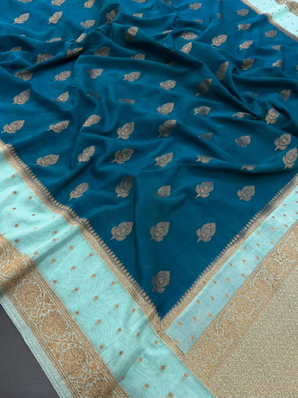 Semi Chiffon Silk Saree with Zari Border