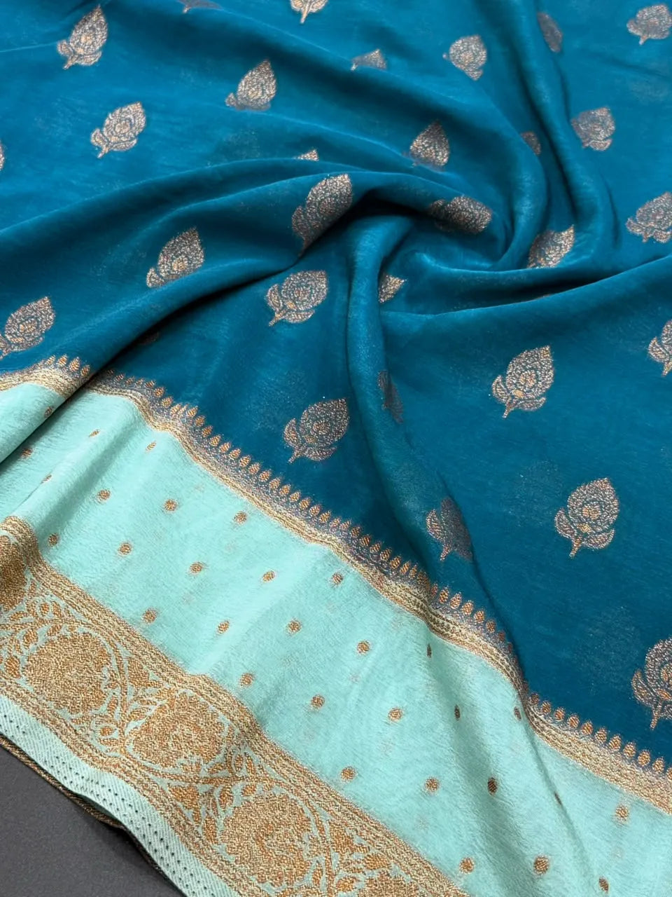 Semi Chiffon Silk Saree with Zari Border