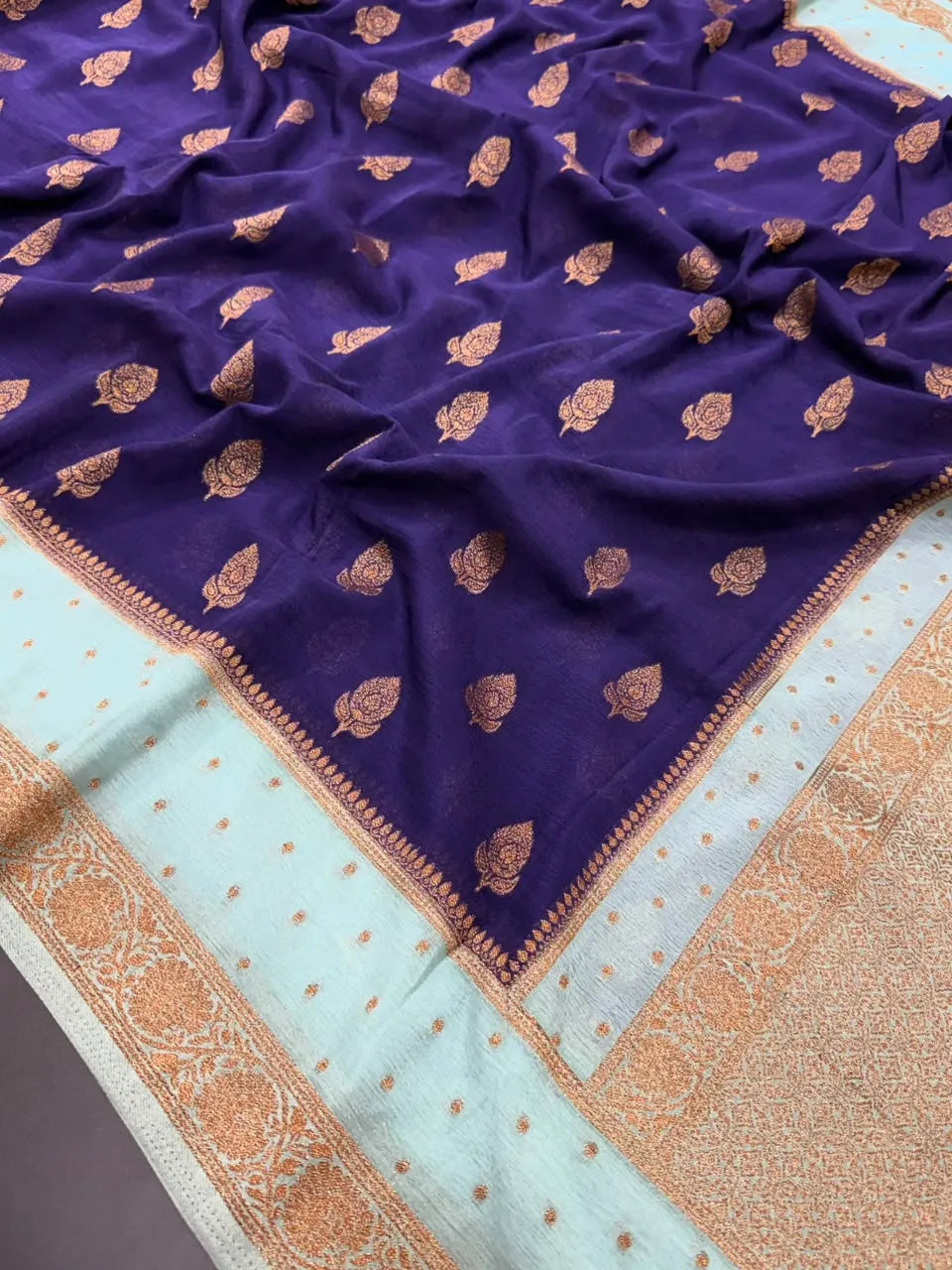 Semi Chiffon Silk Saree with Zari Border
