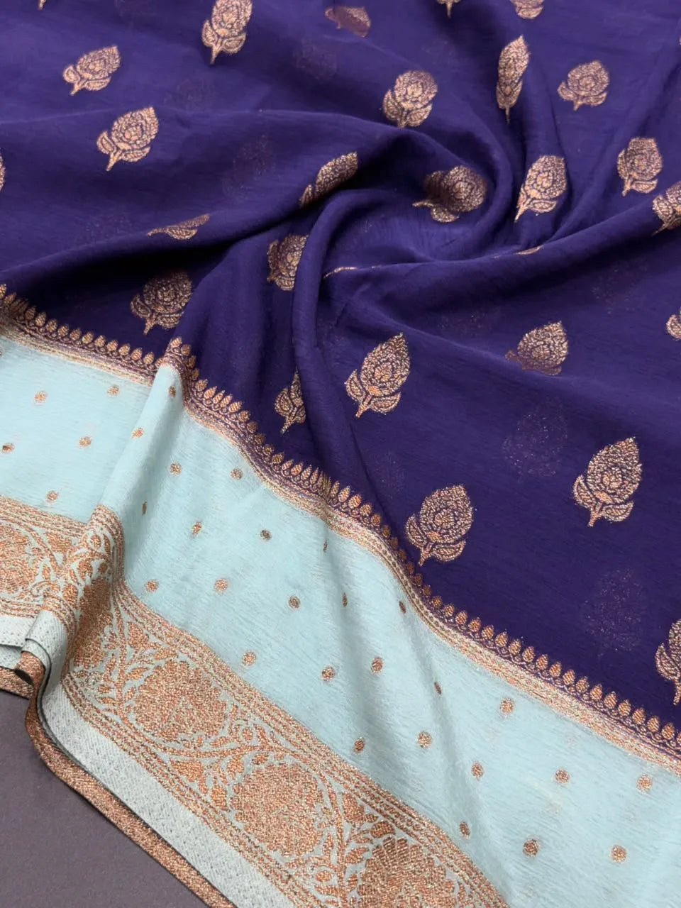 Semi Chiffon Silk Saree with Zari Border
