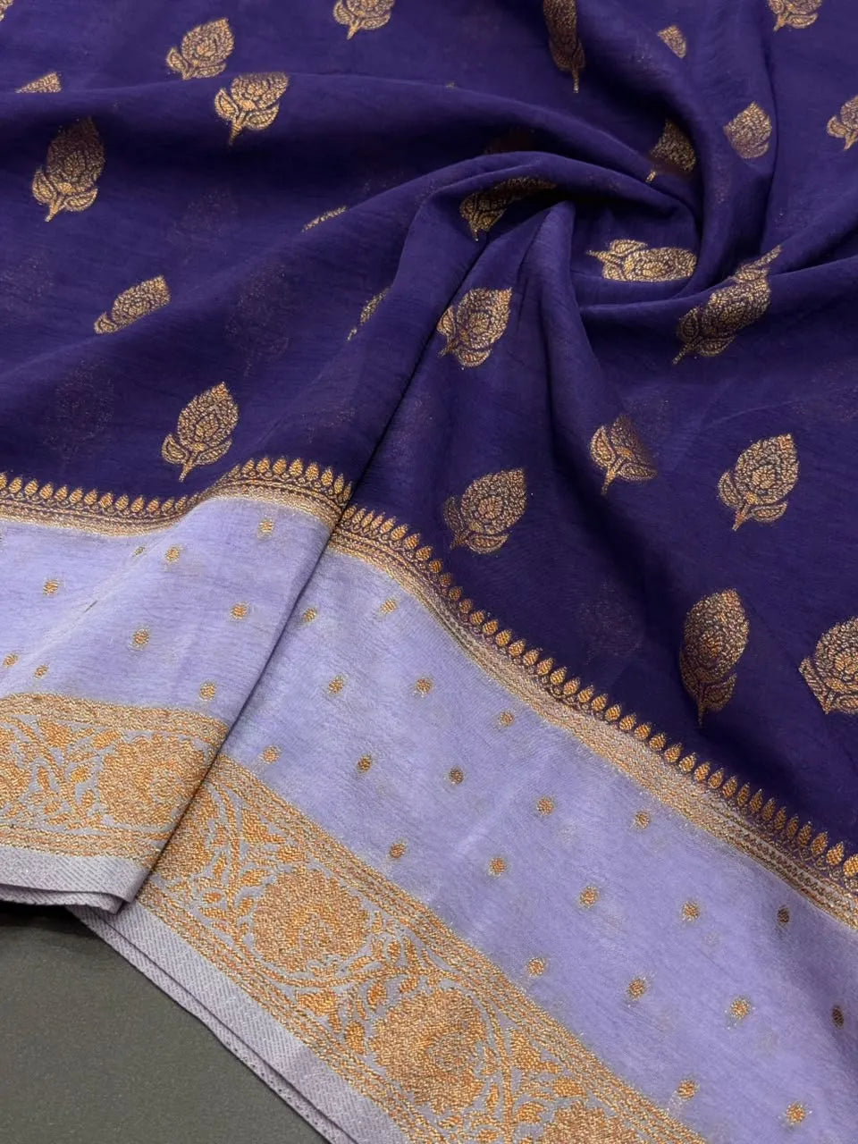 Semi Chiffon Silk Saree with Zari Border