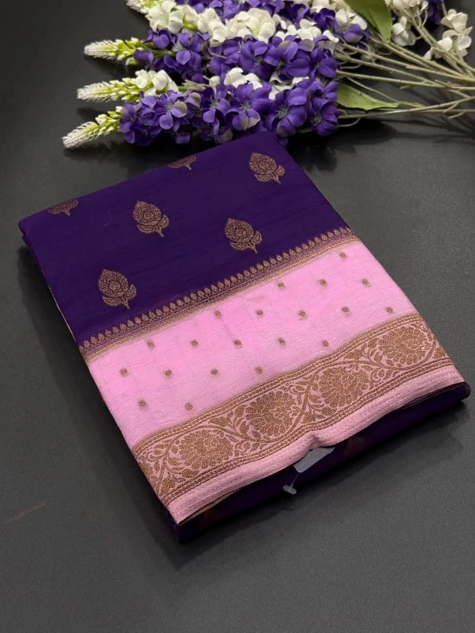 Semi Chiffon Silk Saree with Zari Border