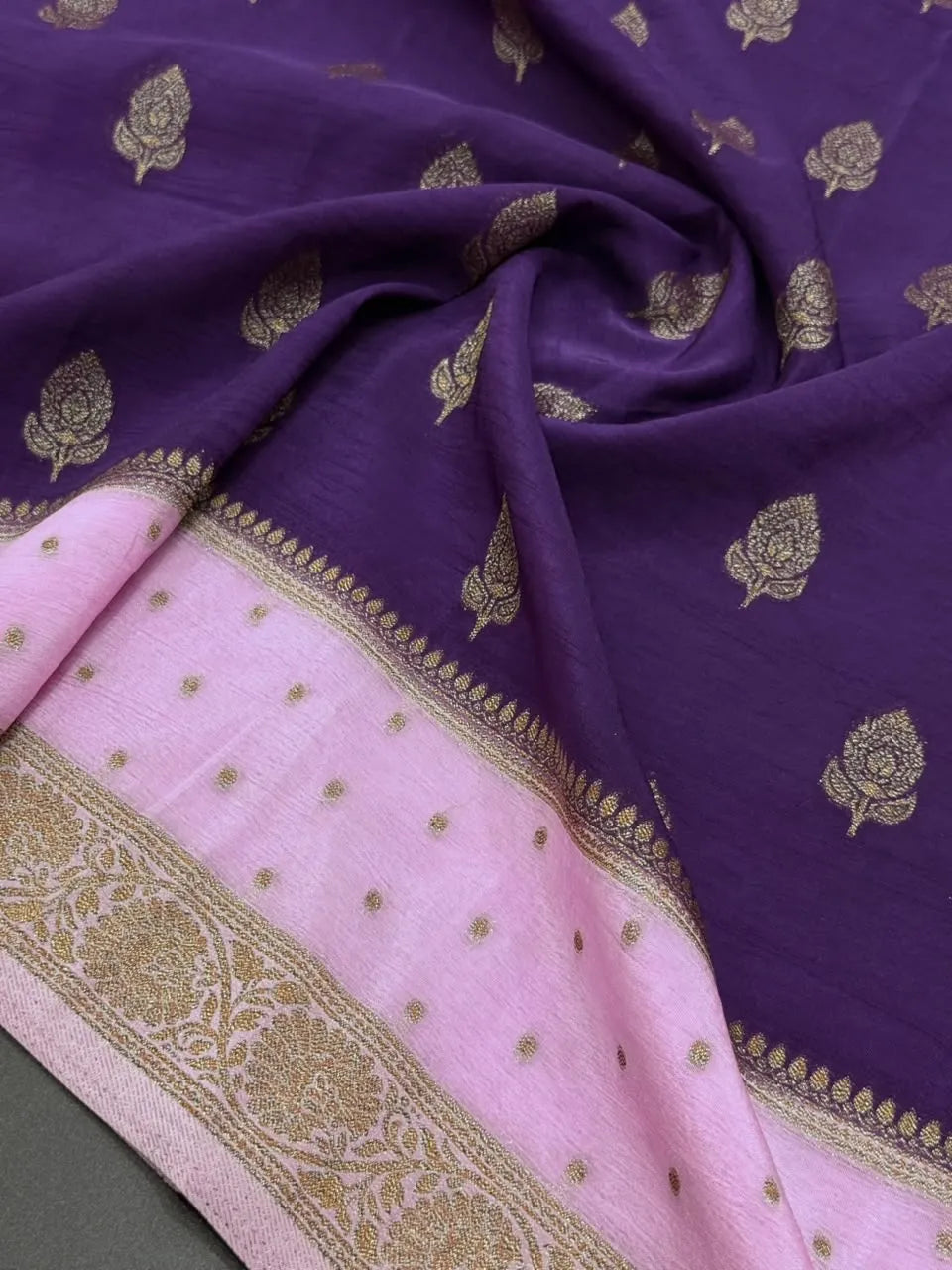 Semi Chiffon Silk Saree with Zari Border