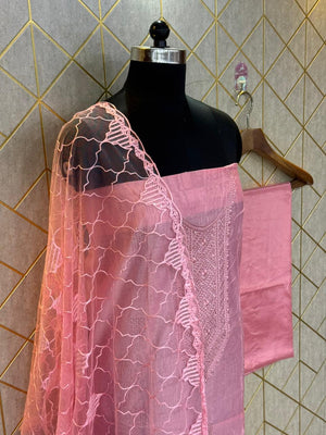 Ethereal Tradition – Pure Raw Silk Unstitched Ensemble