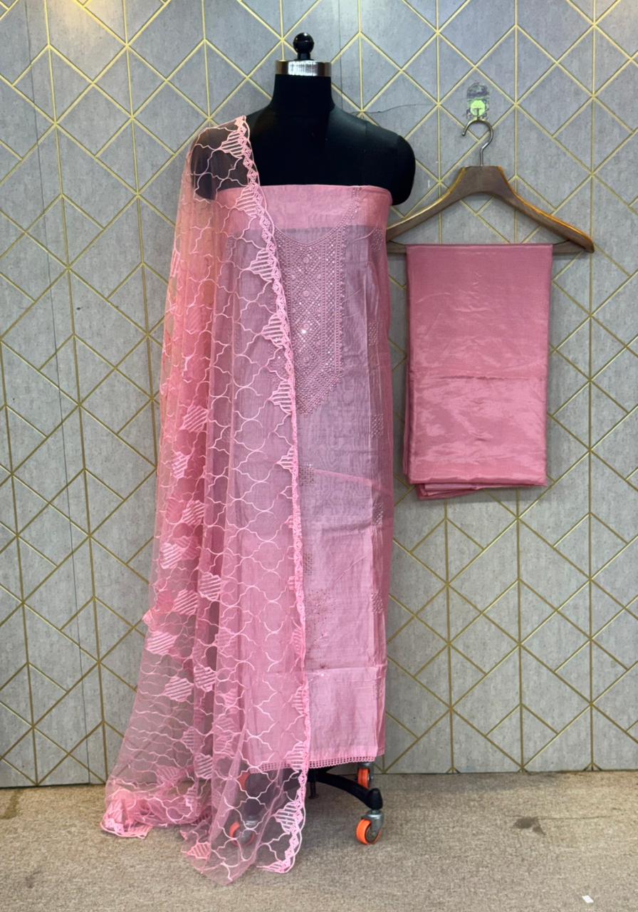 Ethereal Tradition – Pure Raw Silk Unstitched Ensemble