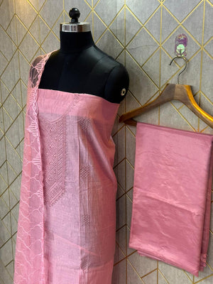 Ethereal Tradition – Pure Raw Silk Unstitched Ensemble