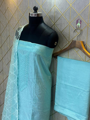 Ethereal Tradition – Pure Raw Silk Unstitched Ensemble