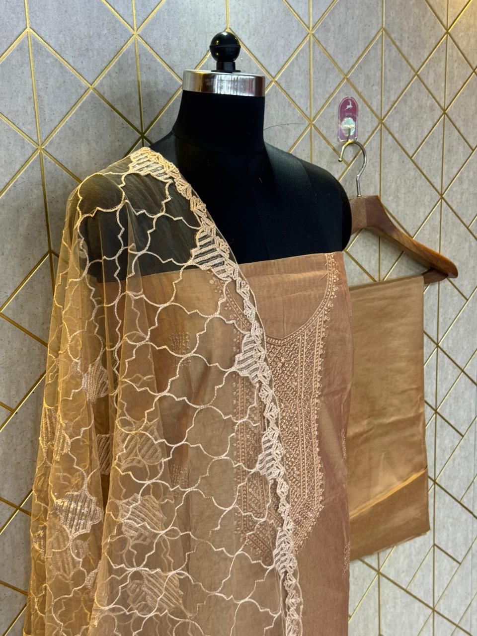 Ethereal Tradition – Pure Raw Silk Unstitched Ensemble