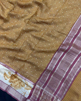 Musk Banarasi Malai Cotton Silk Saree- Gulab Sico