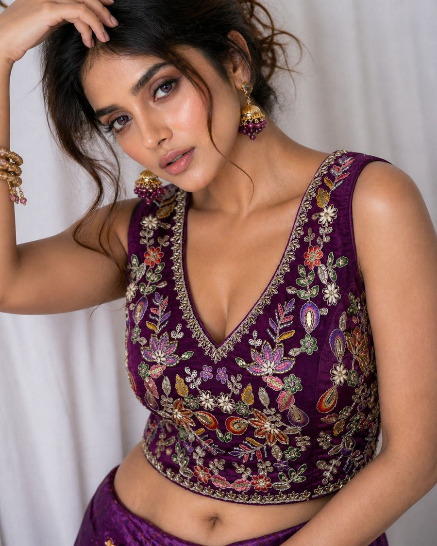 Classic Velvet Heavy Work Ethnic Blouse