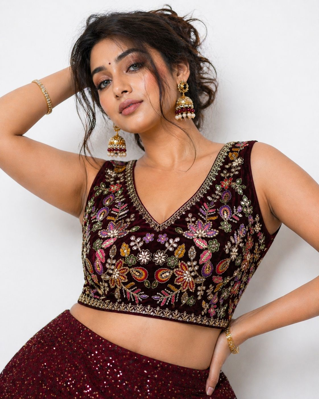 Classic Velvet Heavy Work Ethnic Blouse