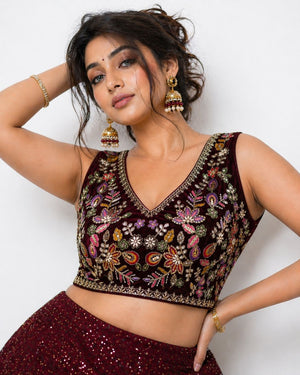 Classic Velvet Heavy Work Ethnic Blouse