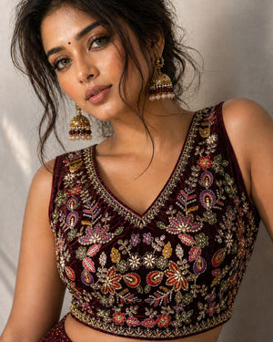Classic Velvet Heavy Work Ethnic Blouse