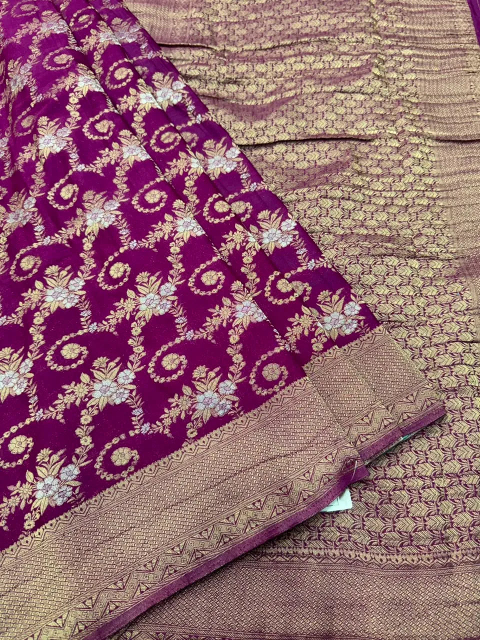 Purple Color Floral Zari Georgette Silk Saree