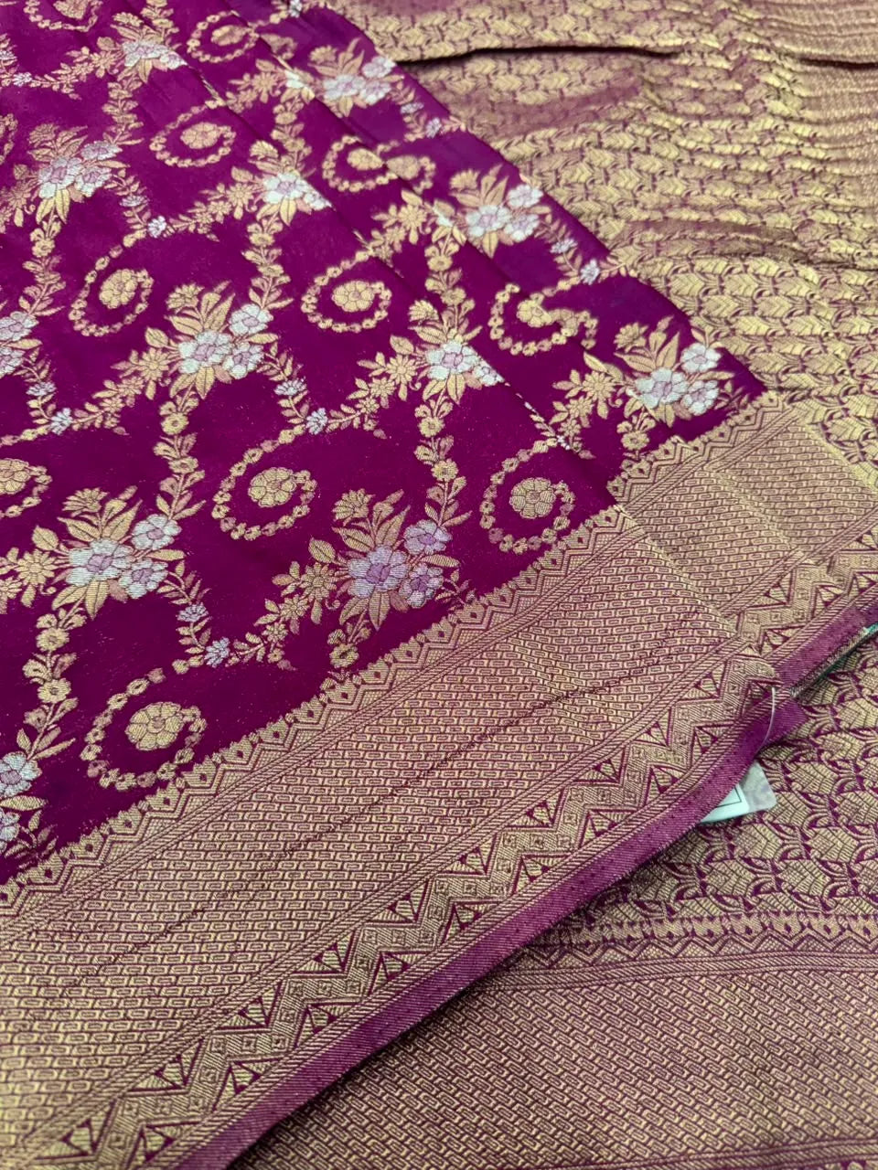 Purple Color Floral Zari Georgette Silk Saree