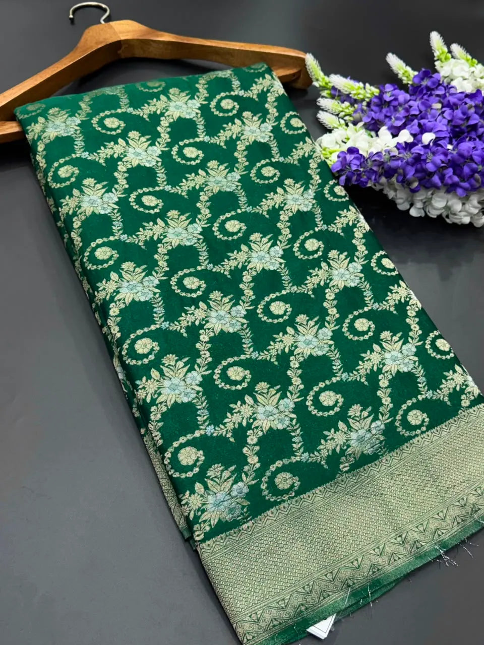 Purple Color Floral Zari Georgette Silk Saree