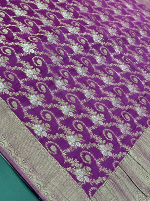 Purple Color Floral Zari Georgette Silk Saree