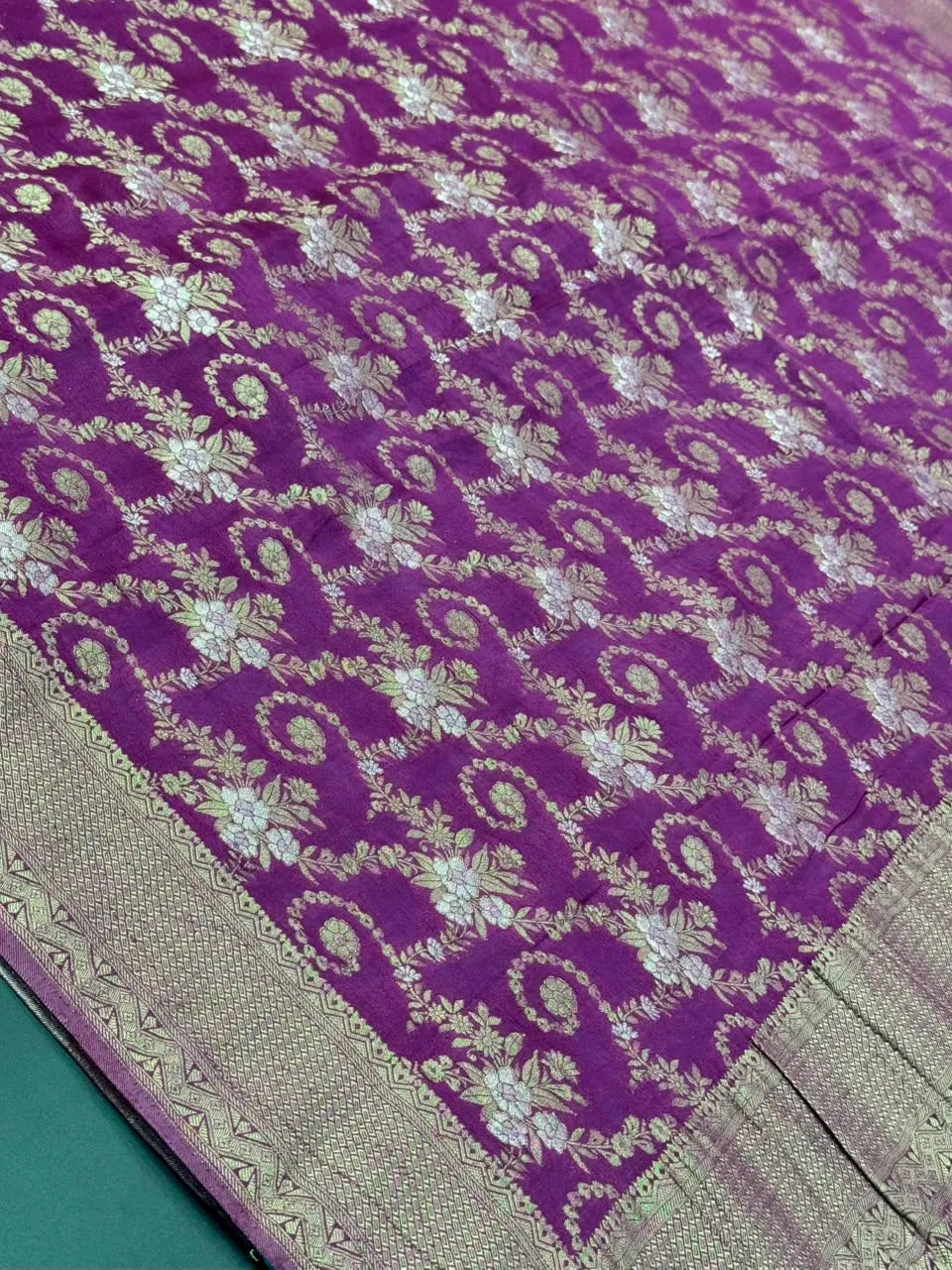 Purple Color Floral Zari Georgette Silk Saree