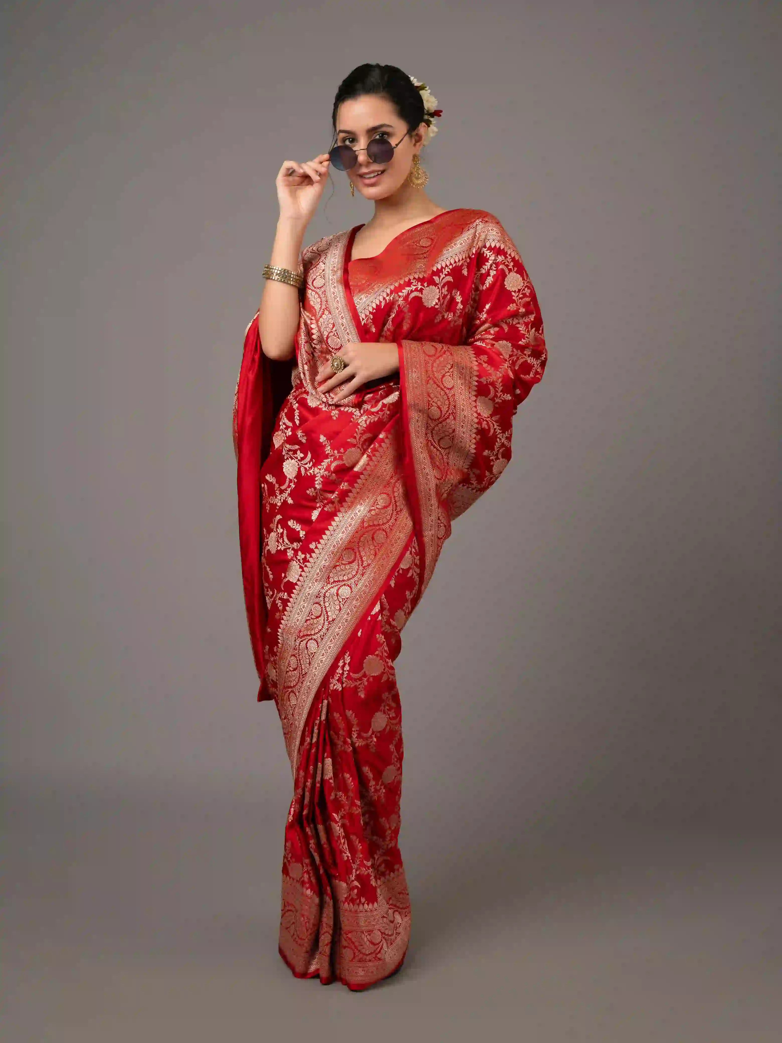 Venice Katan Satin Silk Zari Work Saree