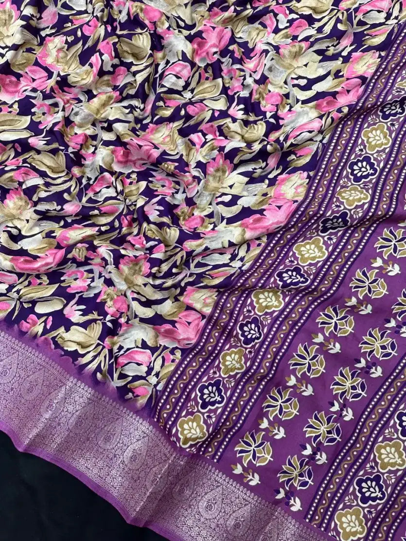 Party Wear Smooth Paper Silk Saree-Reshmi Cutwork (Copy)