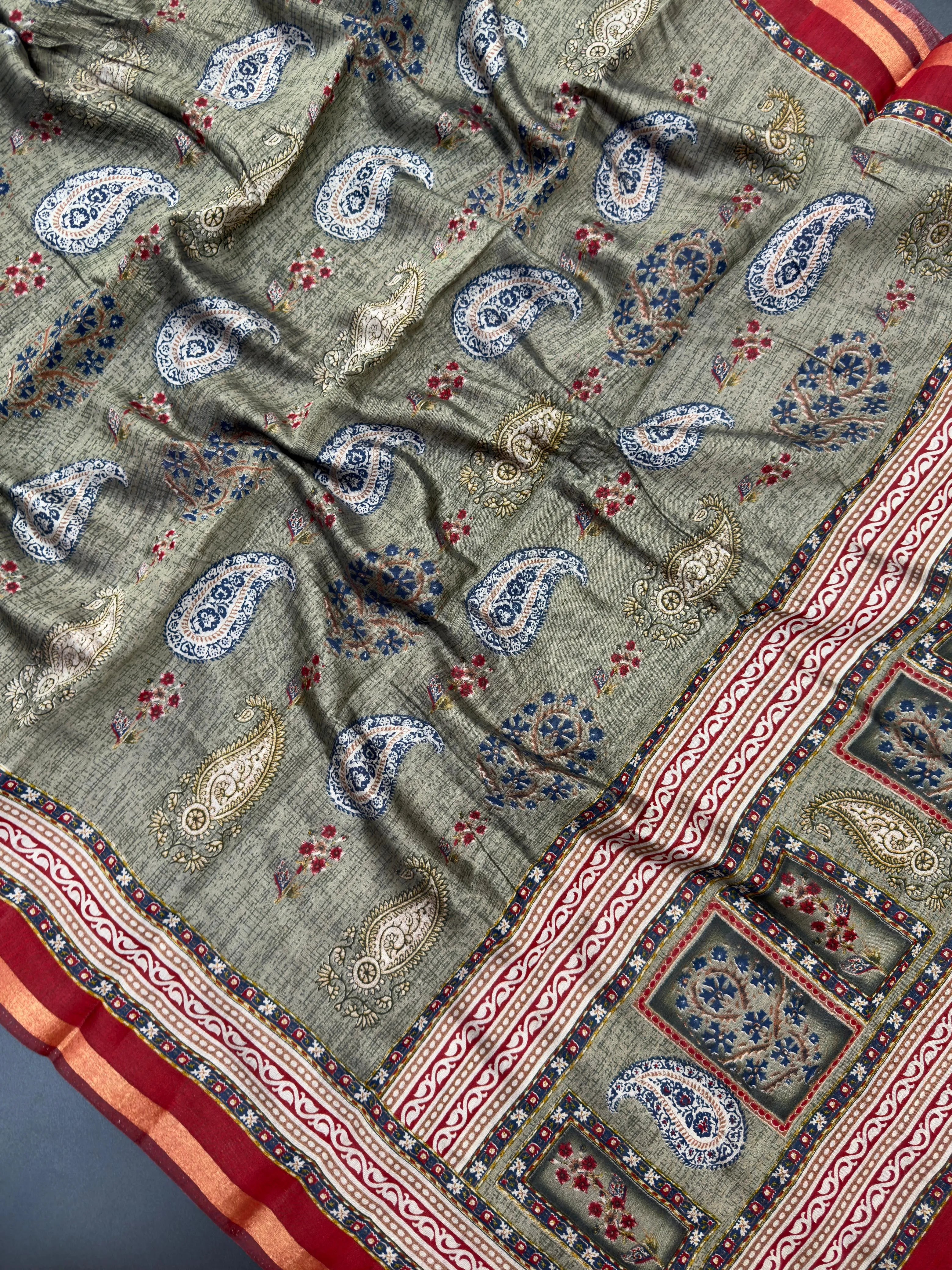 Kalamkari Pattern Lenin Cotton Silk Sarees- KMS Kaju PTD