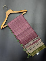 Tussur Silk Saree With Digital Print - Planet Print