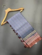 Tussur Silk Saree With Digital Print - Planet Print