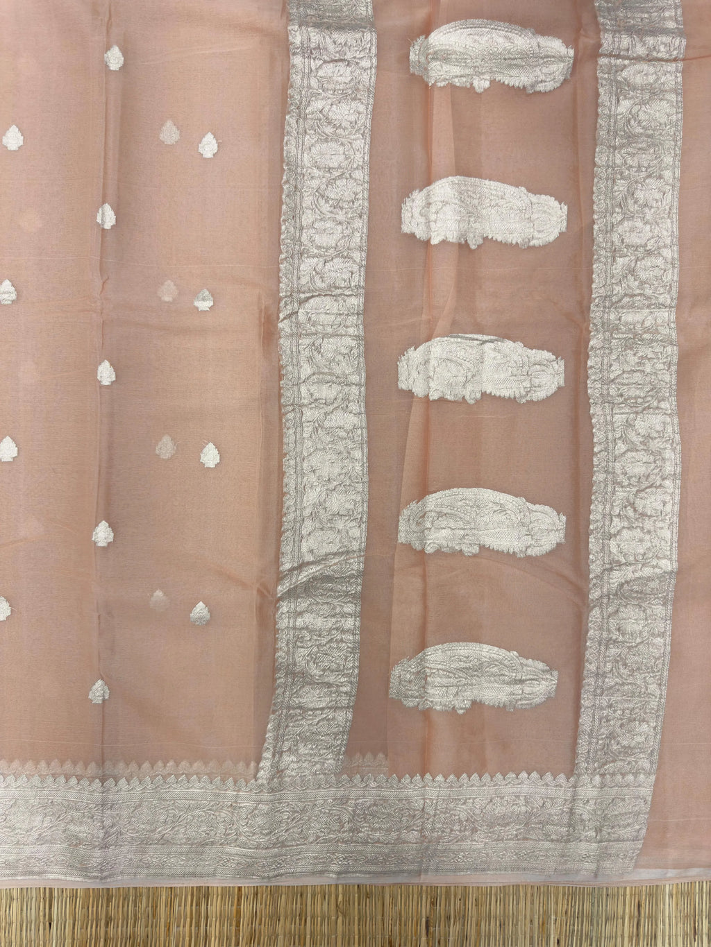 Banarasi Pure Khaddi Chiffon Saree-Self