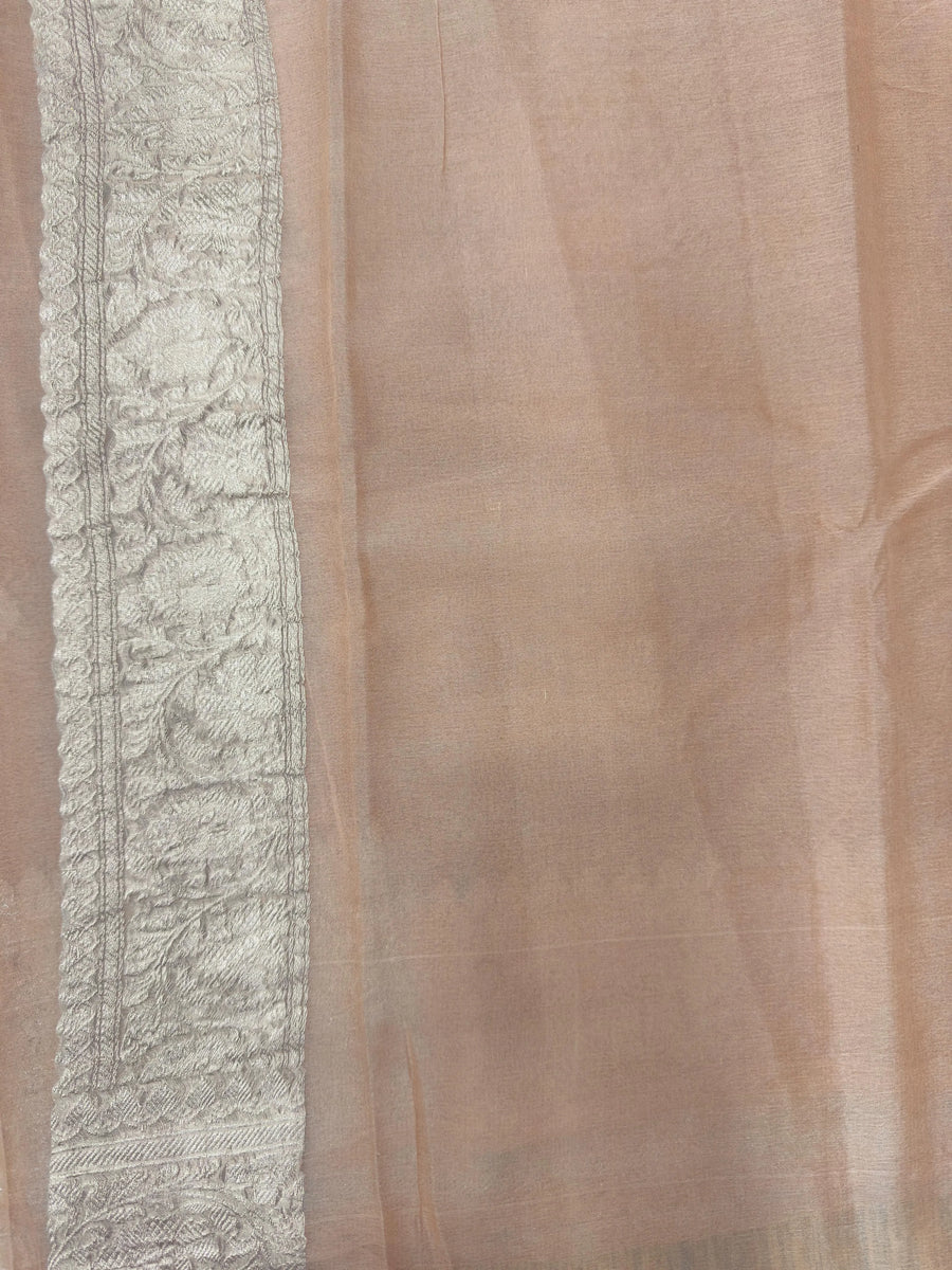 Banarasi Pure Khaddi Chiffon Saree-Self