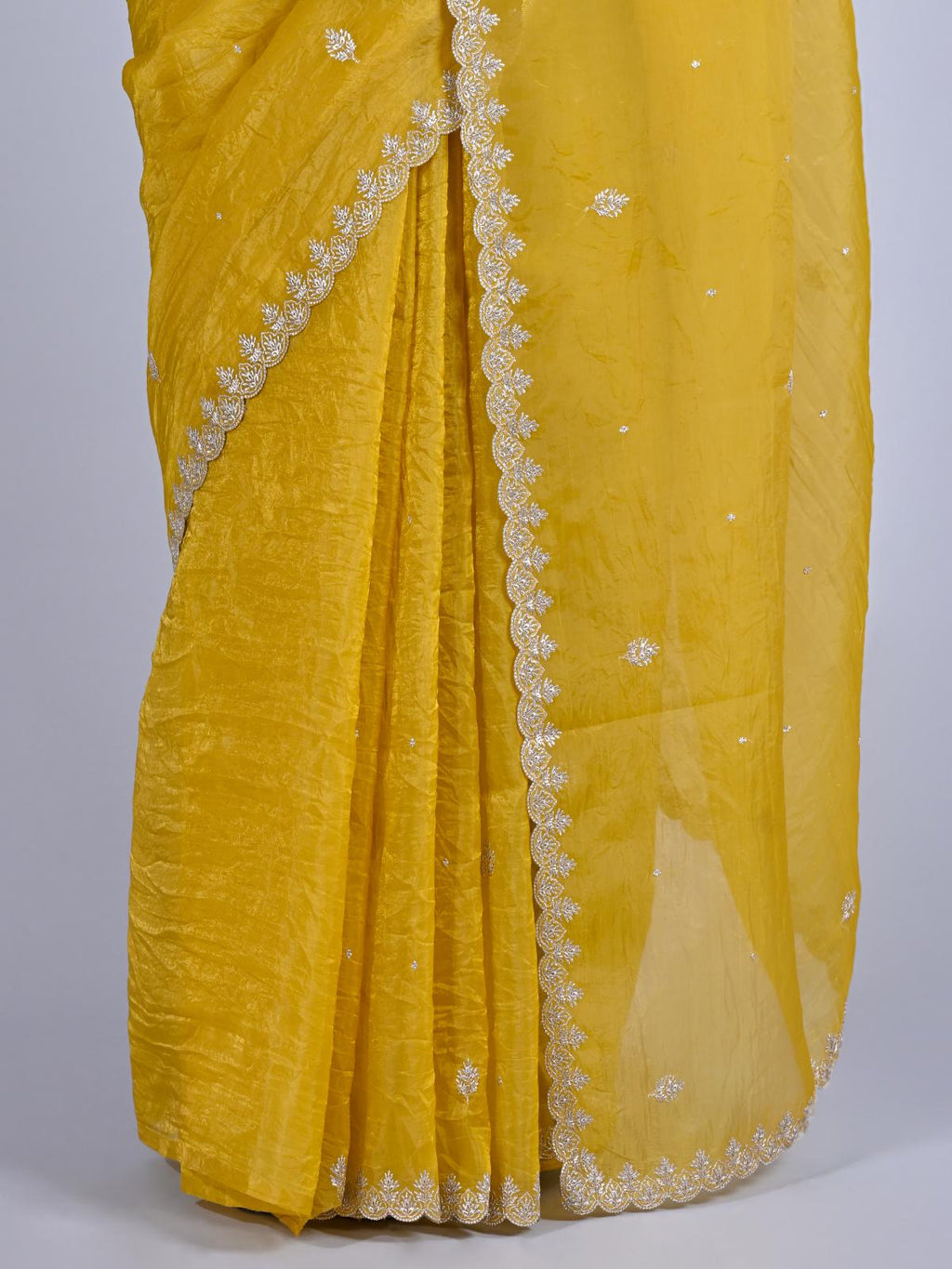 Party Wear Smooth Paper Silk Saree- Crush Embroidery