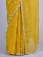 Party Wear Smooth Paper Silk Saree- Crush Embroidery
