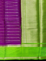 Load image into Gallery viewer, Banarasi Semi Katan Silk Saree In Purple With Green