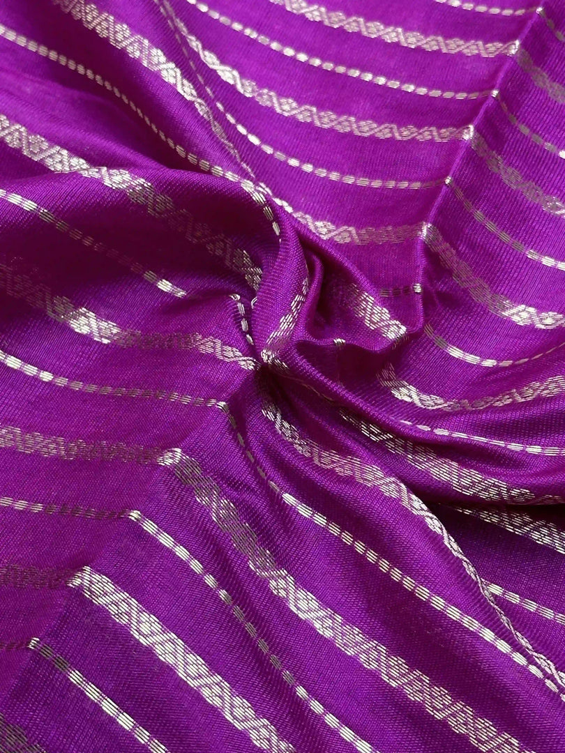 Banarasi Semi Katan Silk Saree In Purple With Green
