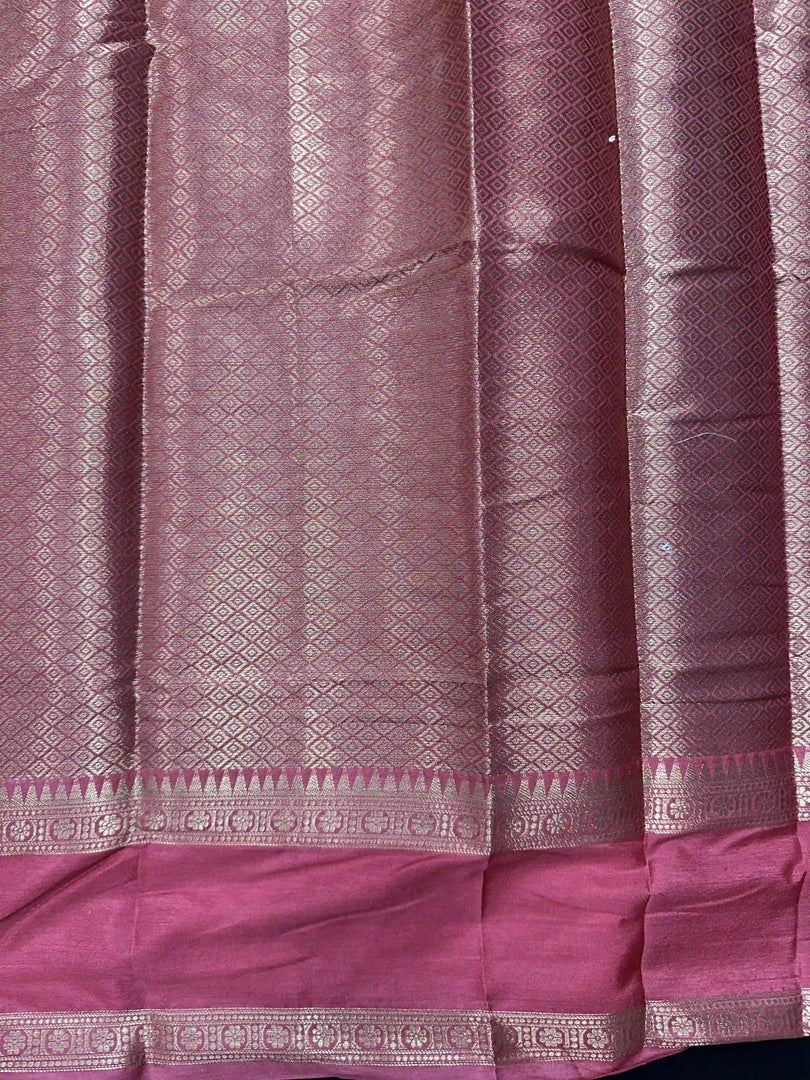 Banarasi Semi Katan Silk Saree In  Black With Baby Pink