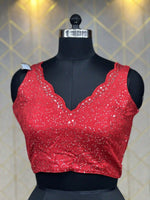Load image into Gallery viewer, Readymade Blouse In Red With Heavy Sequence &amp; Thread work