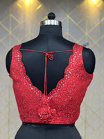 Load image into Gallery viewer, Readymade Blouse In Red With Heavy Sequence &amp; Thread work
