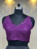 Load image into Gallery viewer, Readymade Blouse In Indigo Purple With Heavy Sequence &amp; Thread work