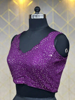 Load image into Gallery viewer, Readymade Blouse In Indigo Purple With Heavy Sequence &amp; Thread work