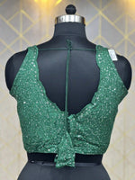 Load image into Gallery viewer, Readymade Blouse In Bottle Green With Heavy Sequence &amp; Thread work
