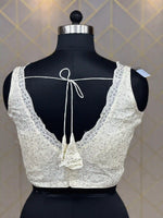 Load image into Gallery viewer, Readymade Blouse In White With Heavy Sequence &amp; Thread work