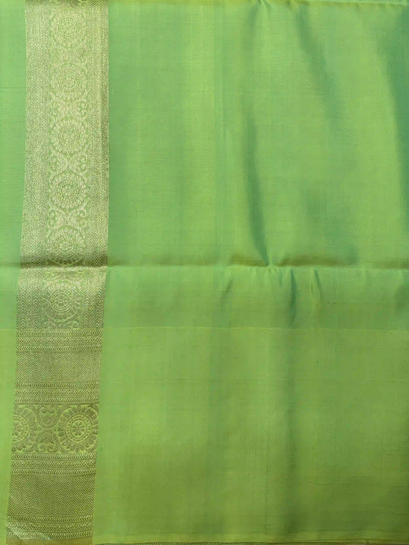 Sky Blue & Parrot Green  Pure Silk Kanjivaram Saree