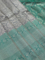 Load image into Gallery viewer, Silver &amp; Rama Green Pure Silk Kanjivaram Saree
