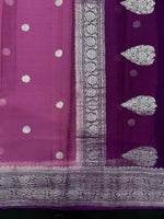 Load image into Gallery viewer, Banarasi Pure Khaddi Chiffon Silver Zari Neon Pink Colour Saree With Contrast Red Blouse &amp; Pallu