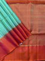 Load image into Gallery viewer, Rama Green &amp; Red Pure Silk Kanjivaram Saree