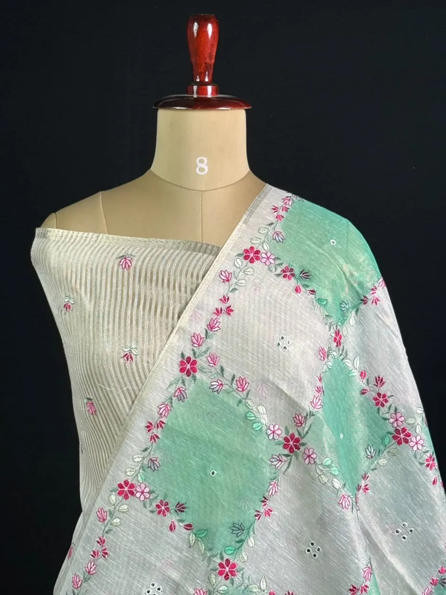 Elegant Floral Embroidered Saree